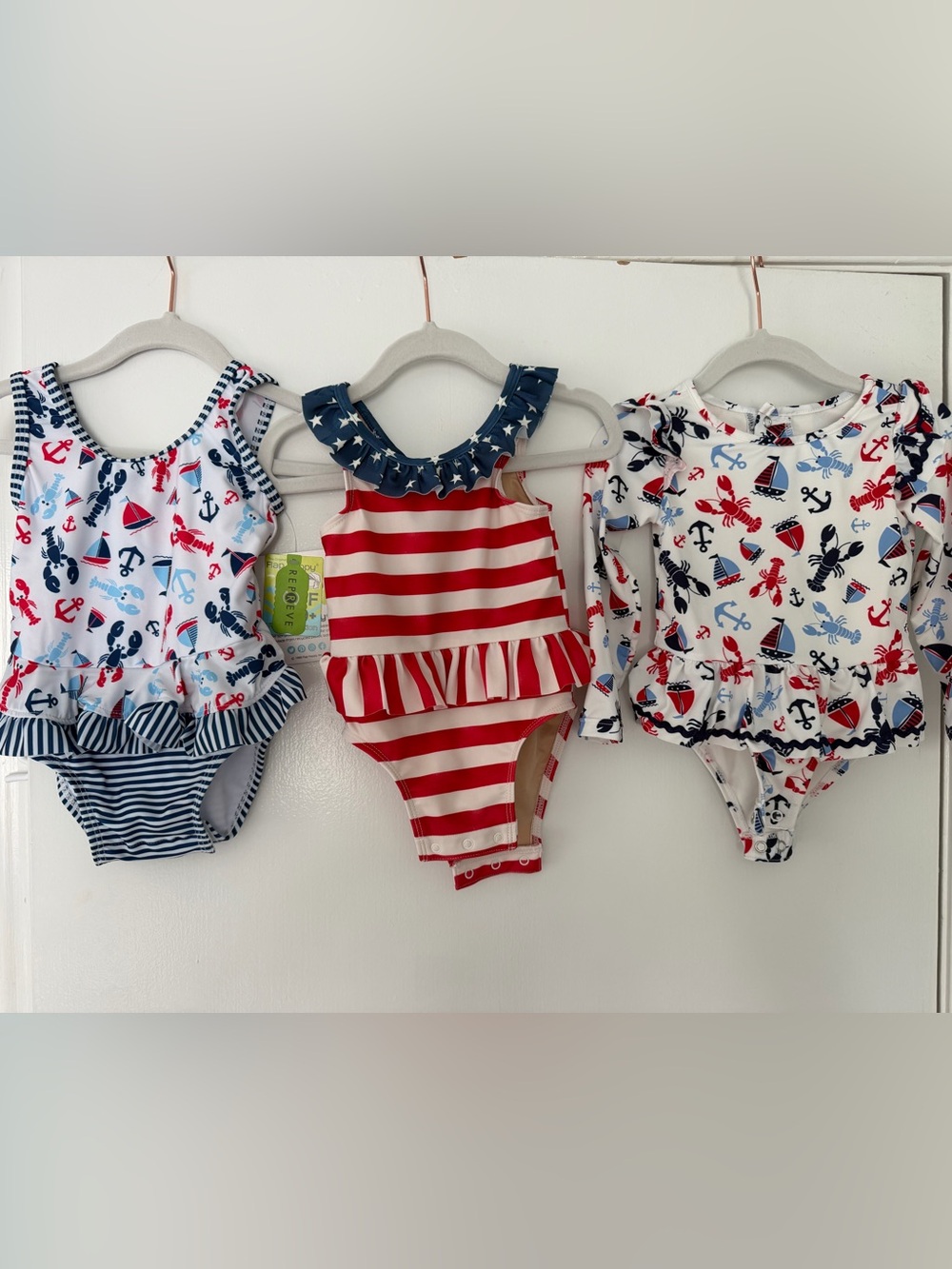 Baby girl Patriotic Red, white and blue swim bundle size 6-12m